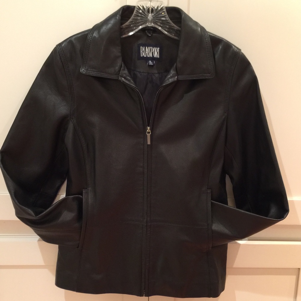 Bill Blass Black Leather Jacket, size Small